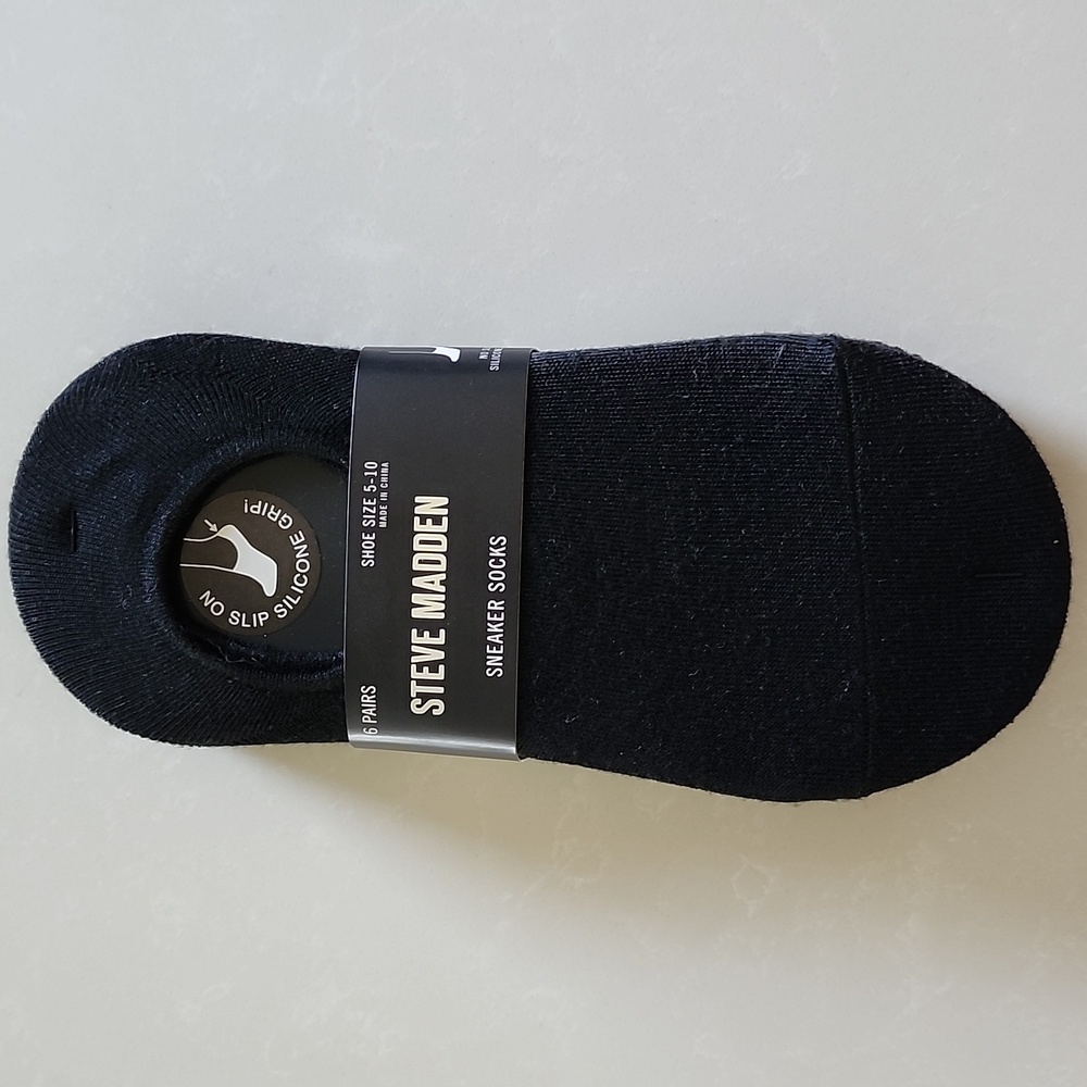 Steve Madden 6 pairs black sneaker socks. Size 5-10